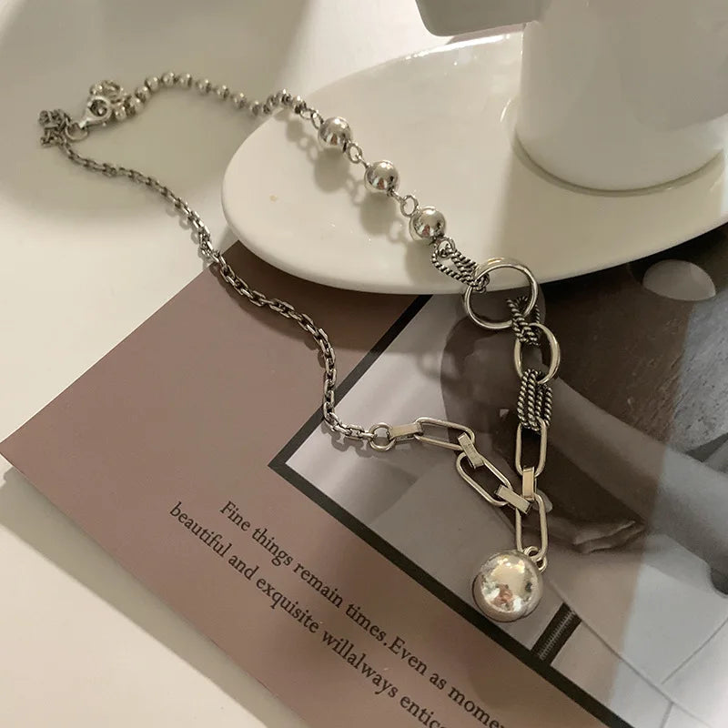 Geometric Asymmetric Sterling Silver Necklace