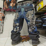 Y2K Embroidered Wide-Leg Jeans