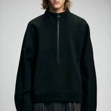 Solid Color Half Zipper Long Sleeved Sweatshirt