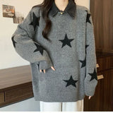 Women Retro Stars Vintage Patchwork Sweater