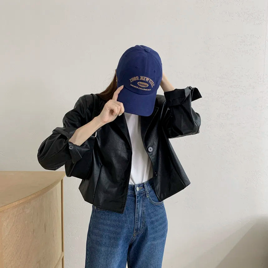 Damen Retro-Motorradlederjacke aus Kunstpelz