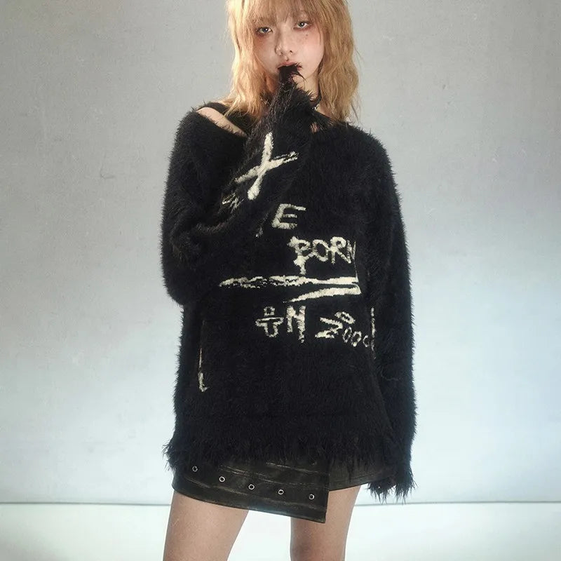Gothic Distressed Grunge Knitted Sweater