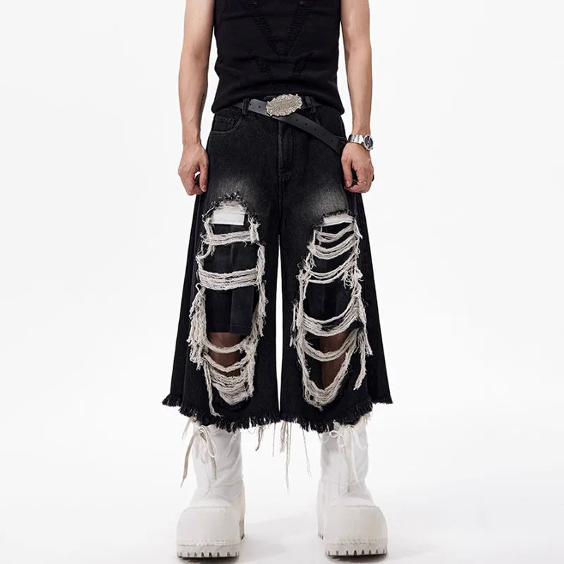 Streetwear Broken Hole Denim Jorts