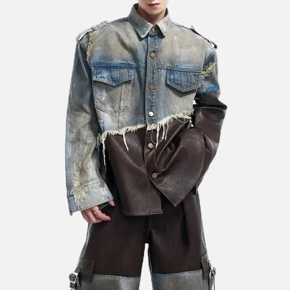 Versatile Patchwork Denim & Leather Jacket