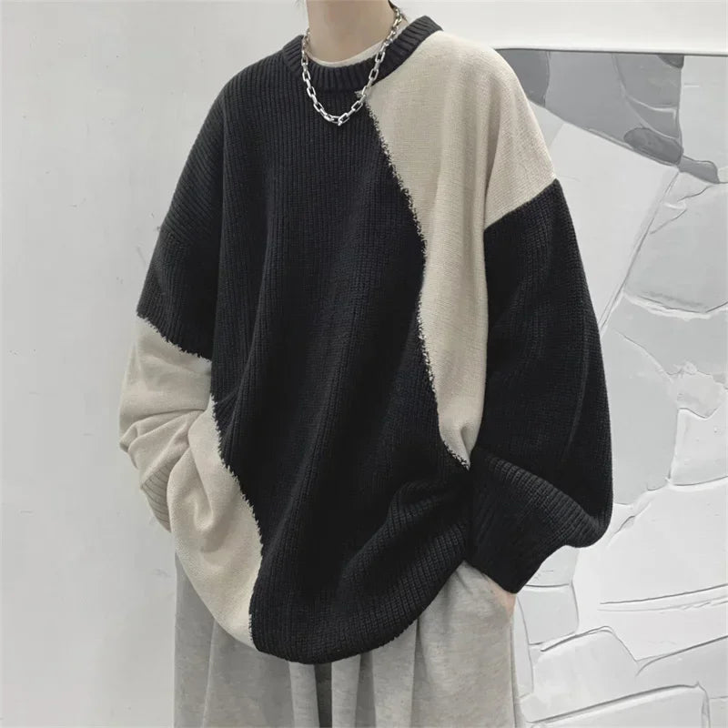 ストリートウェア オーバーサイズ ニット カラーブロック セーター