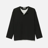 高品質フェイクレイヤード長袖Tシャツ