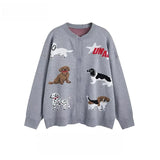 Y2K Cute Cartoon Dog Knitwear Cardigan