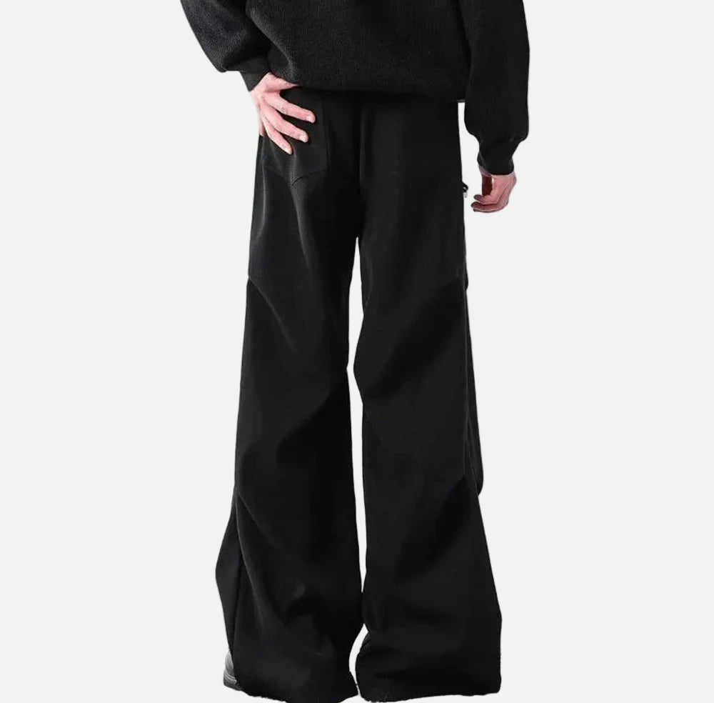 Classic Micro Flared Pleated Casual Pants