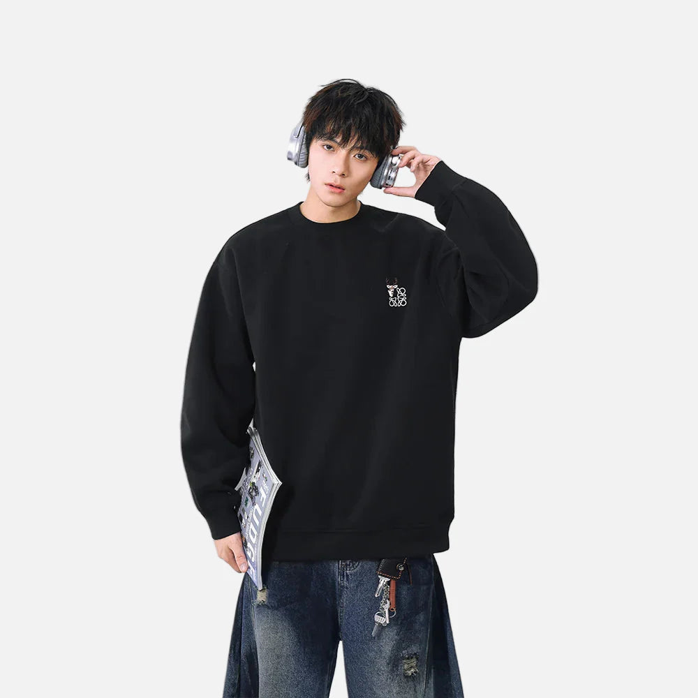 Cozy Embroidered Logo Crew Neck Sweatshirt