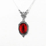 Blood Red Gothic Cat Eyes Pendant Necklace