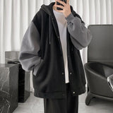 Korean Style Simple Single Breasted Hooded Sweatshirt