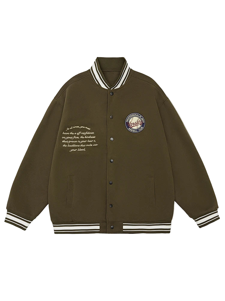 Retro Letter Embroidery Varsity Jacket