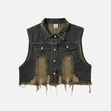 Jeansweste im Cowboy-Stil mit Used-Look