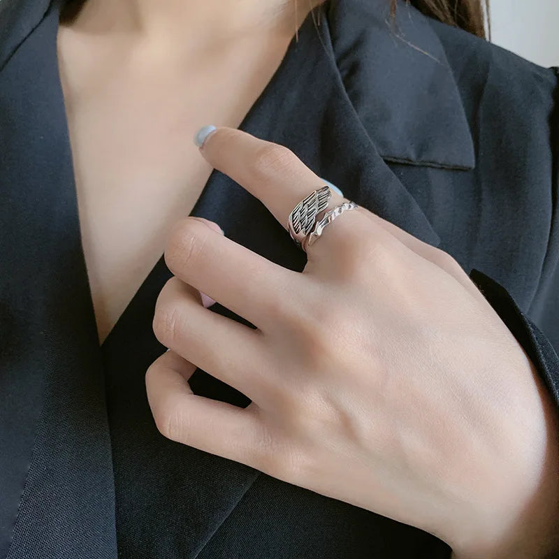 Asymmetric Eagle Wing Punk Ring
