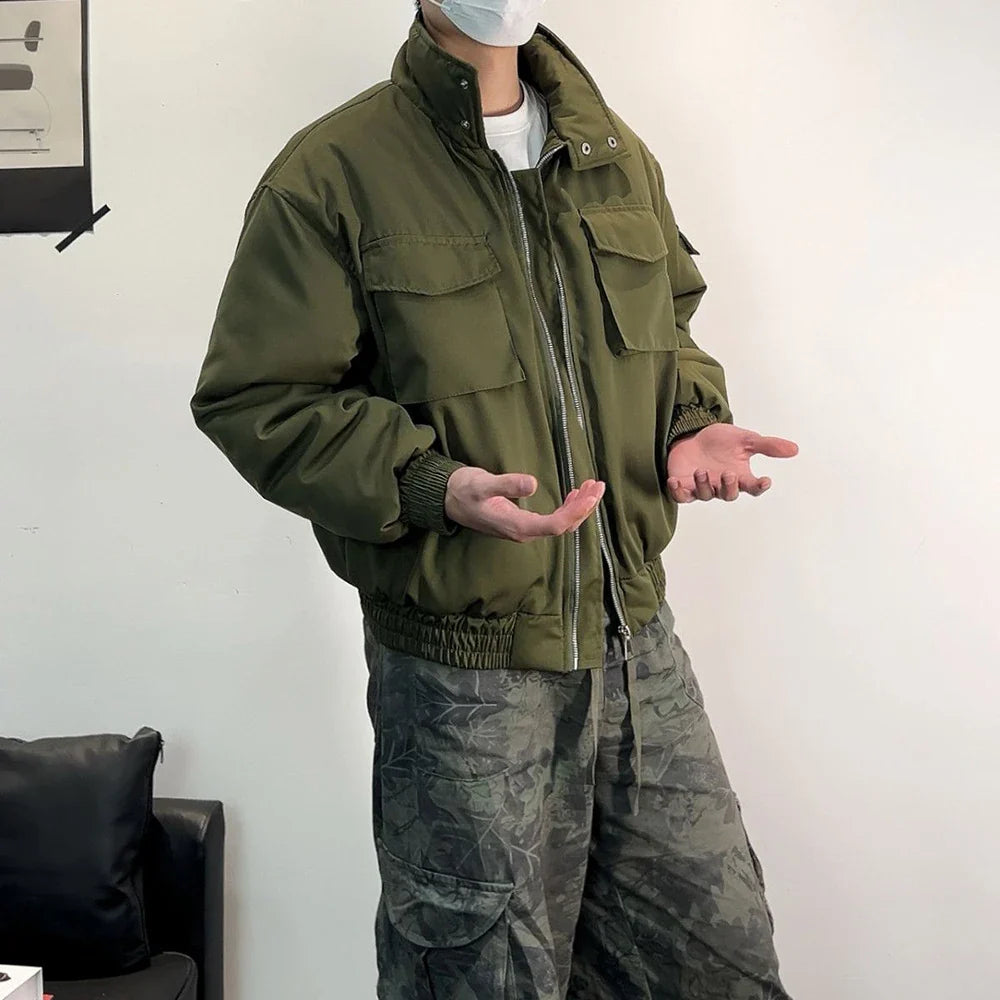 Veste d'hiver épaisse et résistante à col montant