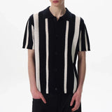 Streetwear Cool Luxury Striped Hollow Out Cardigan