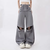 Pantalon cargo noir à fermeture éclair