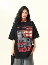 Versatile Retro Printed Crew Neck T-Shirt