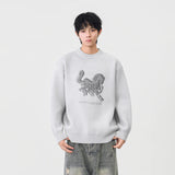 Cozy Horse Print Crew Neck Classic Sweater