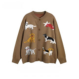 Y2K Cute Cartoon Dog Knitwear Cardigan