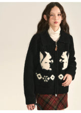 Cute Oversized Squirrel Graphic Cardigan