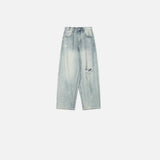 Streetwear High Waist Distressed Wide Leg Jeans
