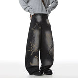 Durable Patchwork Raw Edge Denim Jeans