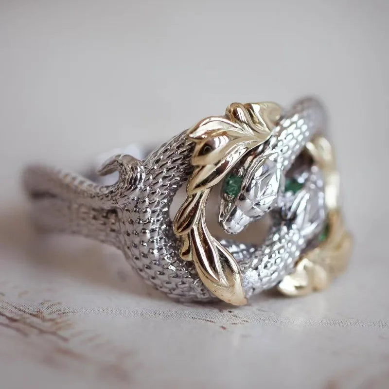 Green Stone Flower Charm Silver Ring