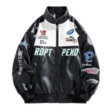 Racing Suit Style Leather Jacket