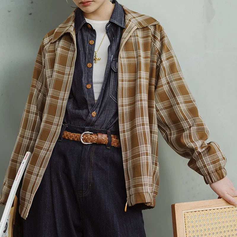 Vintage Retro Plaid Khaki Autumn Jacket