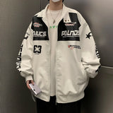 Veste de course oversize en cuir brodée avec motif graphique
