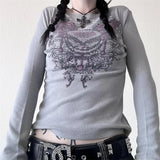 T-shirt Y2K Ethereal Skull Embrace