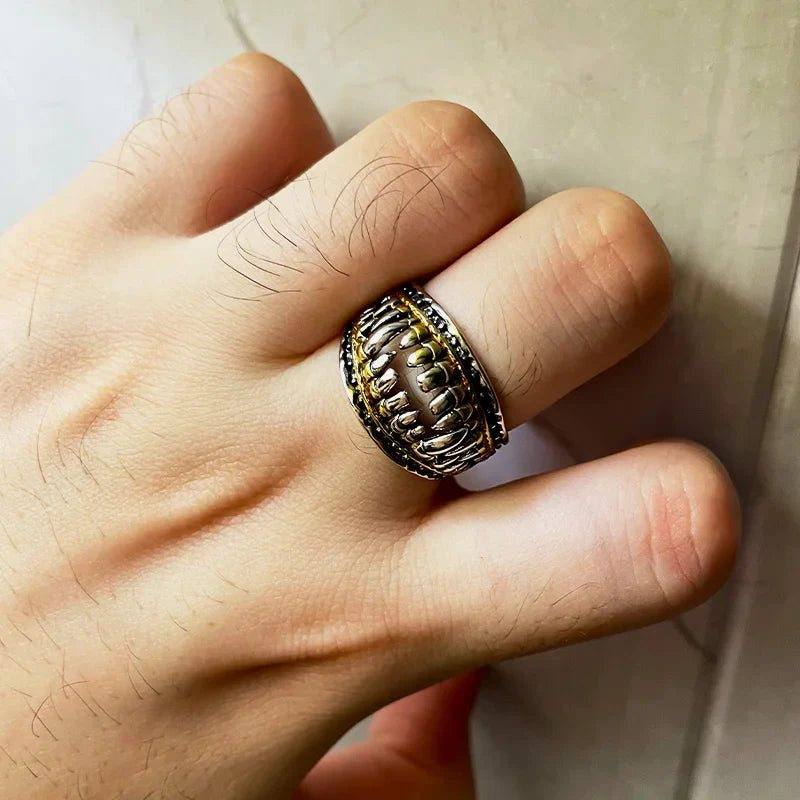 Handmade Devil Teeth Denture Ring
