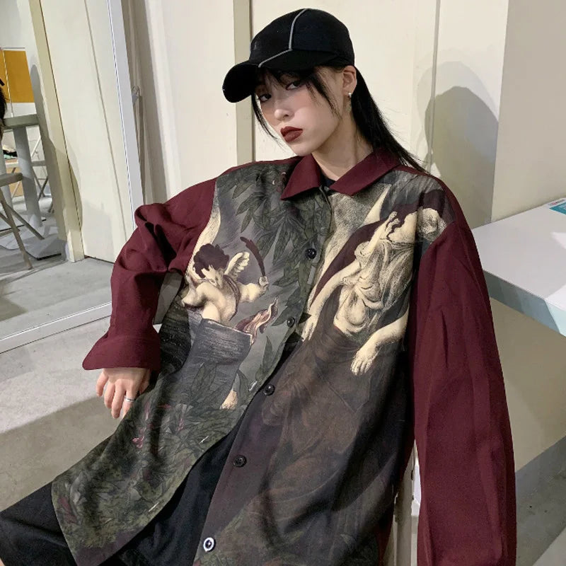 Chemise rouge oversize vintage