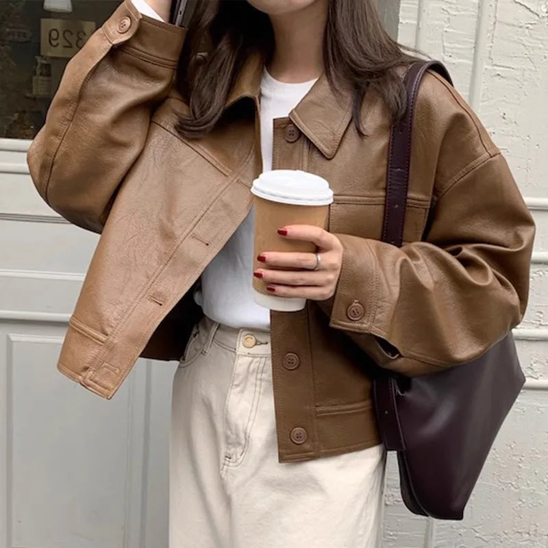 Women Winter Comfort Retro Leather Jacket