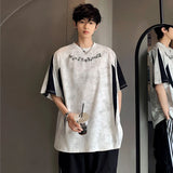 Buntes, kontrastfarbenes Kurzarm-Sommer-T-Shirt