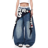 Flexible Streetwear Blaue Lässige Hip-Hop Weite Jeans