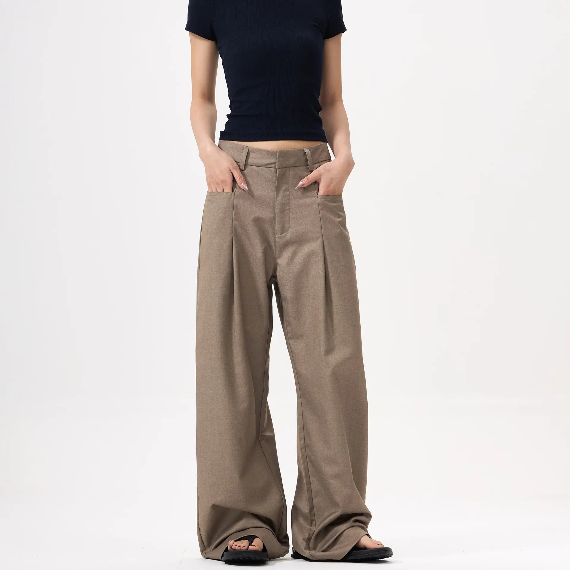 Draped Pleated Western Loose Pants