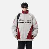 Retro Contrast Color Print Casual Windbreaker Jacket