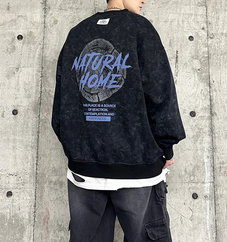 American Style Hip Hop Foam Print Sweatshirt