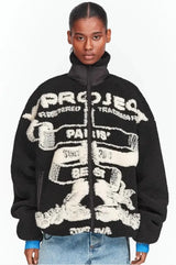 Veste en laine polaire confortable à col montant style streetwear