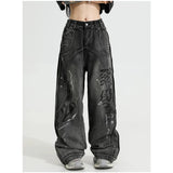 Streetwear Black Retro Vintage High Waist Wide Leg Jeans