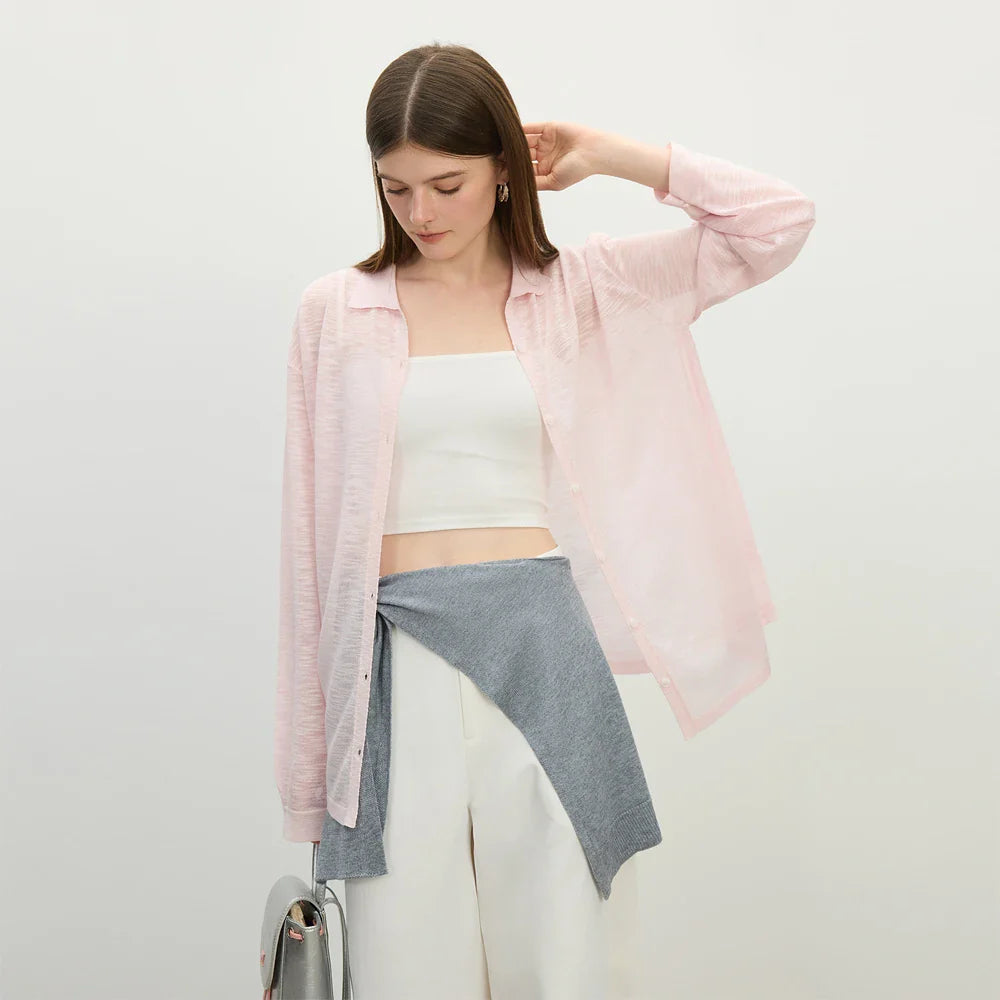 Klassischer Retro-Strickcardigan für Damen aus weichem Bambus-Leinen