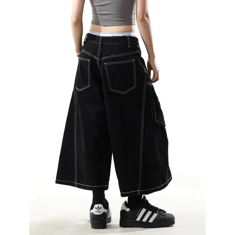 Streetwear Cool Vintage High Waist Blue Baggy Jorts