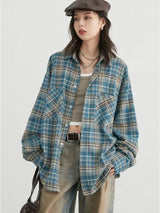 Chemise en coton à carreaux colorés pour femme, style streetwear tendance