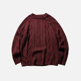 Pull en maille respirant, chaud et rétro, style simple
