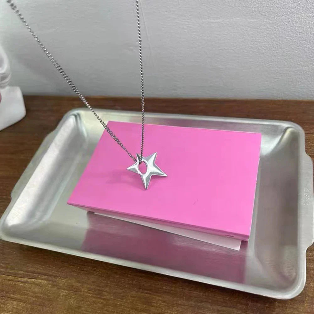 Geometric Asymmetrical Star Pendant Aesthetic Necklace