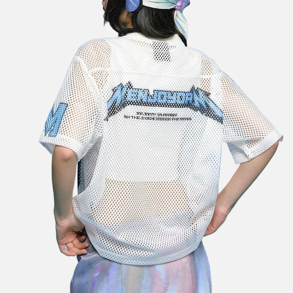 Breathable American Mesh Letter Sports T-Shirt