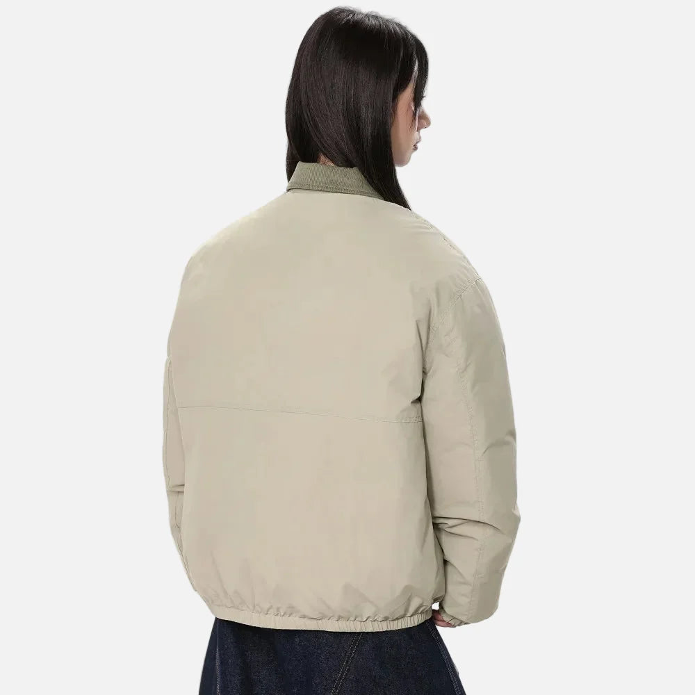 Vintage-Jacke, schlicht, einfarbig, wattiert, Oversized