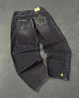 Y2K Embroidered Wide-Leg Jeans